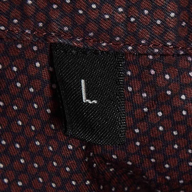 Pre Owned Ermenegildo Zegna Burgundy Printed Cotton Button Down Shirt L
