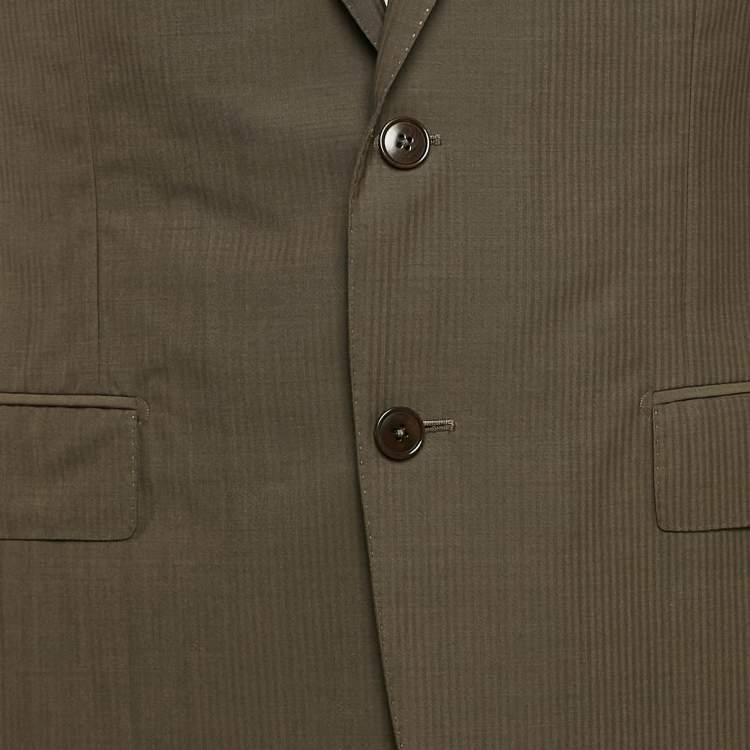 Pre Owned Ermenegildo Zegna Brown Stripe Pattern Wool Pants Suit L