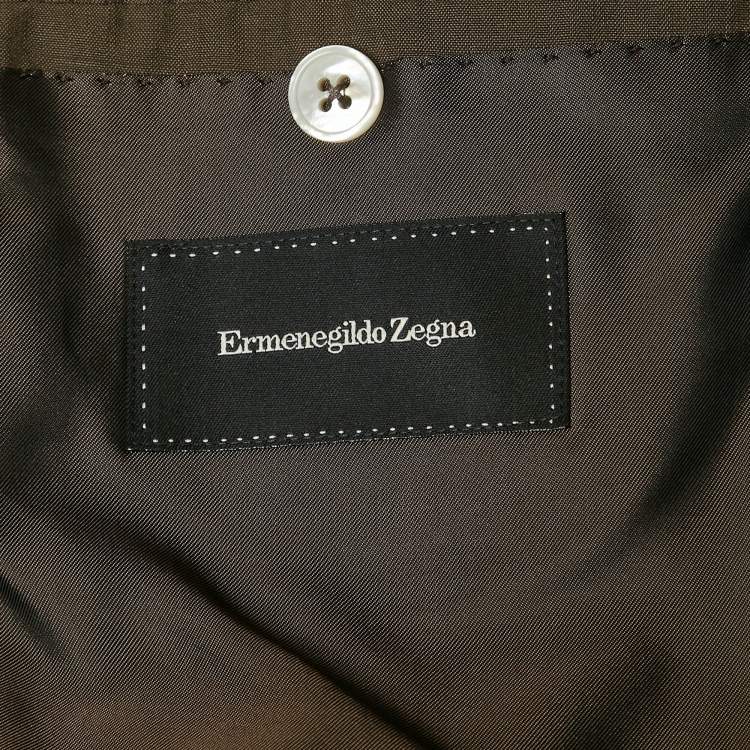 Pre Owned Ermenegildo Zegna Brown Stripe Pattern Wool Pants Suit L