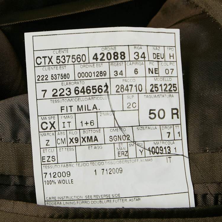 Pre Owned Ermenegildo Zegna Brown Stripe Pattern Wool Pants Suit L