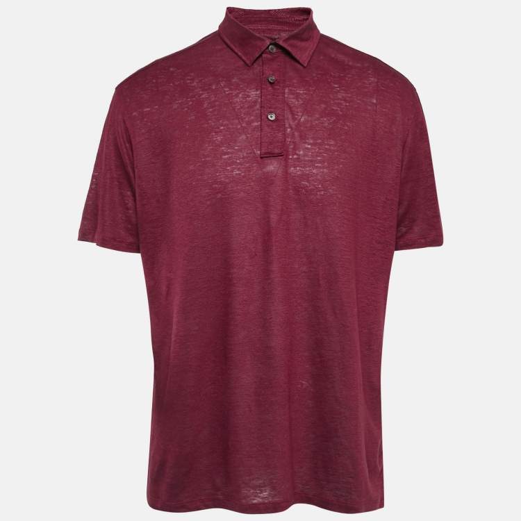Pre Owned Ermenegildo Zegna Red Jersey Polo T-Shirt XL