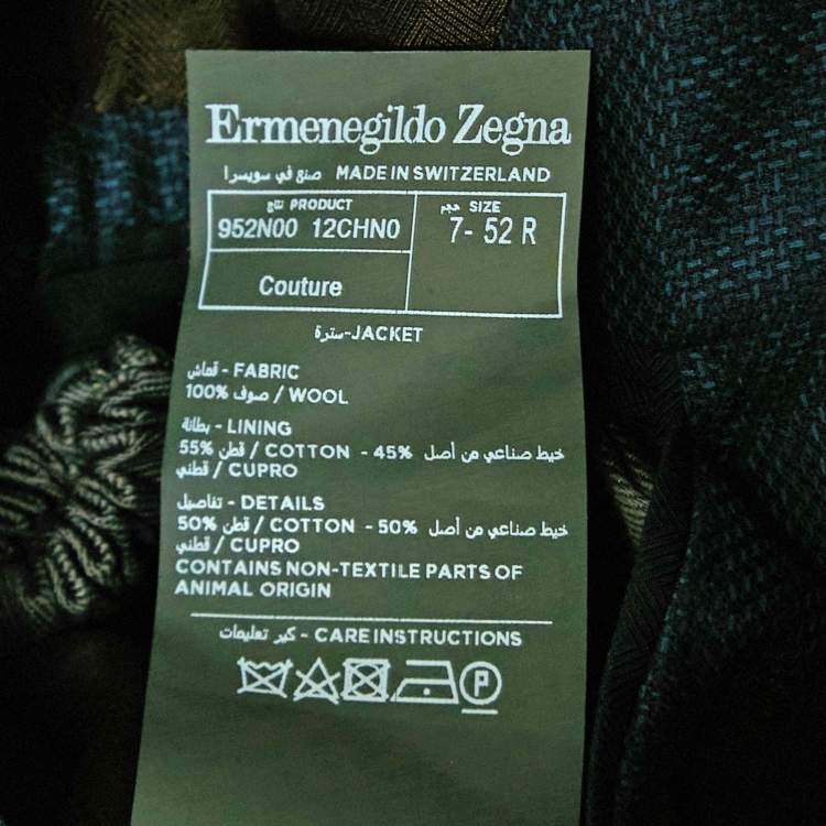 Pre Owned Ermenegildo Zegna Couture Navy Blue Jacquard Wool Blazer XL