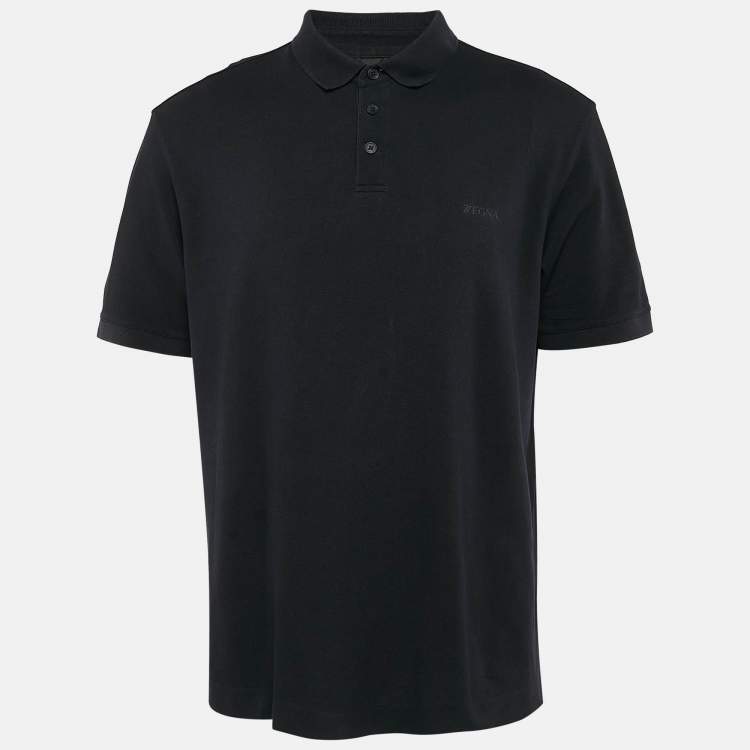 Ermenegildo Zegna Black Cotton Pique Polo T Shirt XL Ermenegildo Zegna The Luxury Closet