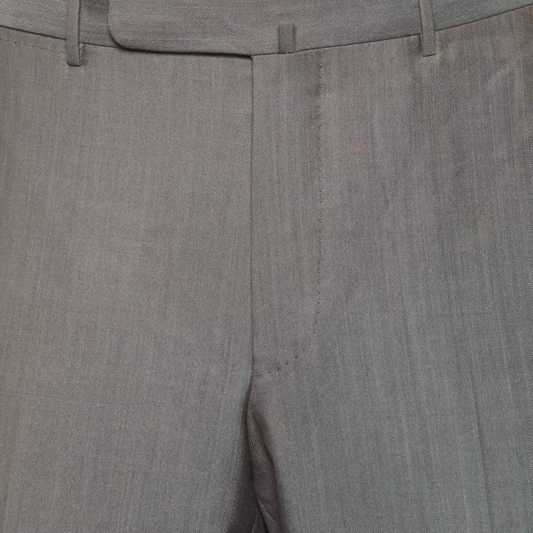 Pre Owned Ermenegildo Zegna Grey Wool & Silk Trofeo 600 Regular Fit Trousers XL