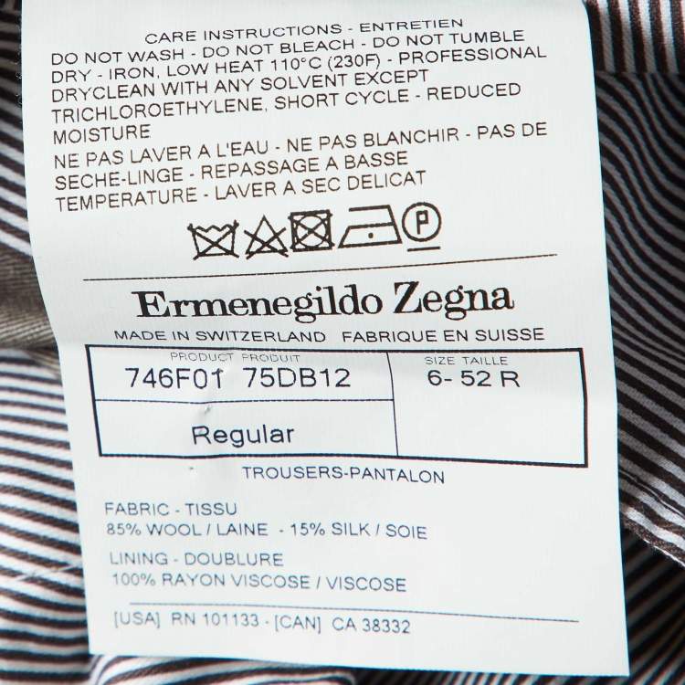 Pre Owned Ermenegildo Zegna Grey Wool & Silk Trofeo 600 Regular Fit Trousers XL