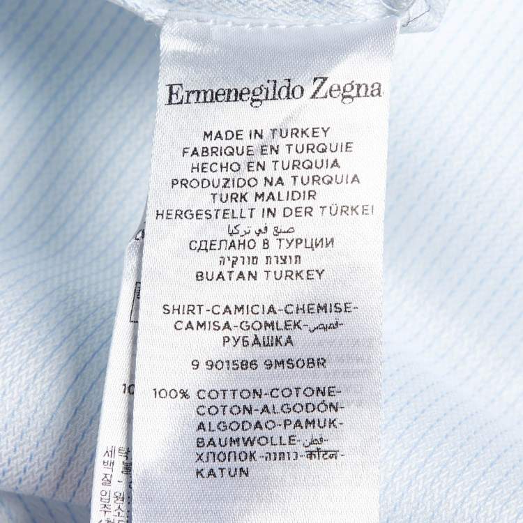 Pre Owned Ermenegildo Zegna White Pinstripe Cotton Shirt M