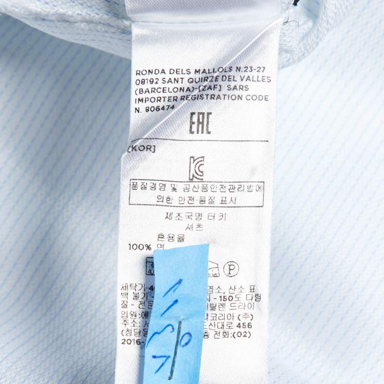 Pre Owned Ermenegildo Zegna White Pinstripe Cotton Shirt M