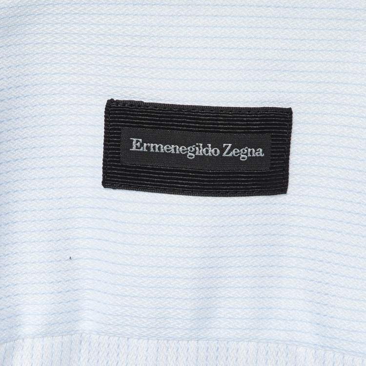 Pre Owned Ermenegildo Zegna White Pinstripe Cotton Shirt M