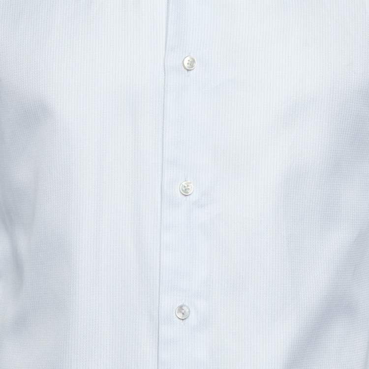 Pre Owned Ermenegildo Zegna White Pinstripe Cotton Shirt M