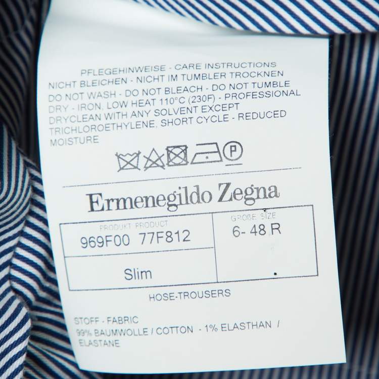 Pre Owned Ermenegildo Zegna Blue Houndstooth Cotton Slim Fit Pants M