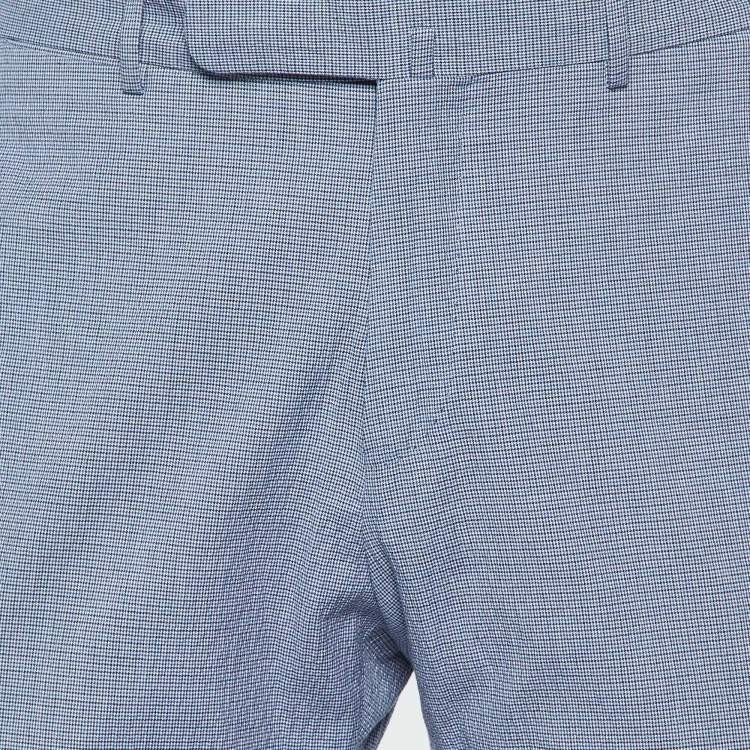 Pre Owned Ermenegildo Zegna Blue Houndstooth Cotton Slim Fit Pants M