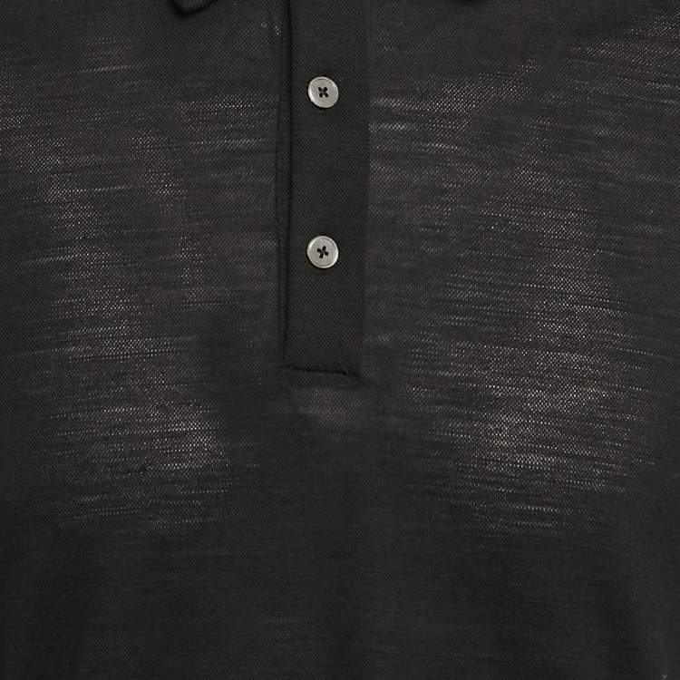 Pre Owned Ermenegildo Zegna Black Wool Pique Polo T-Shirt XL