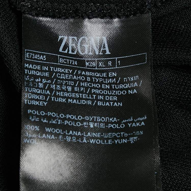 Pre Owned Ermenegildo Zegna Black Wool Pique Polo T-Shirt XL