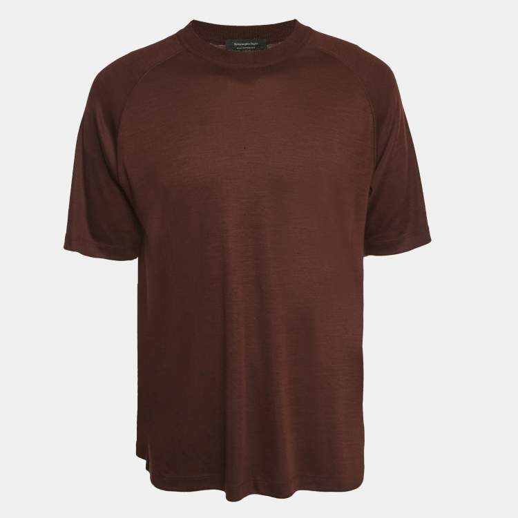Pre Owned Ermenegildo Zegna Brown Jersey Raglan Sleeve T-Shirt L