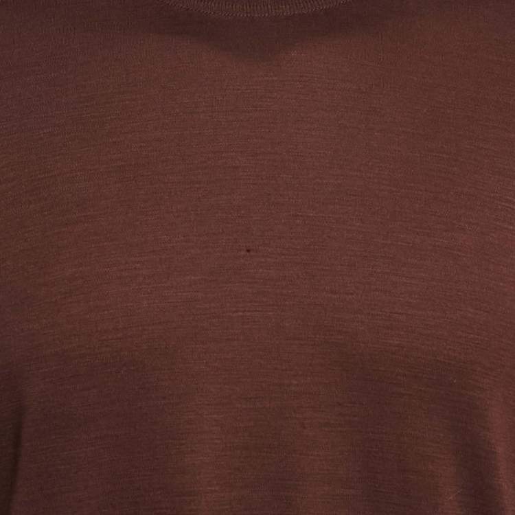 Pre Owned Ermenegildo Zegna Brown Jersey Raglan Sleeve T-Shirt L