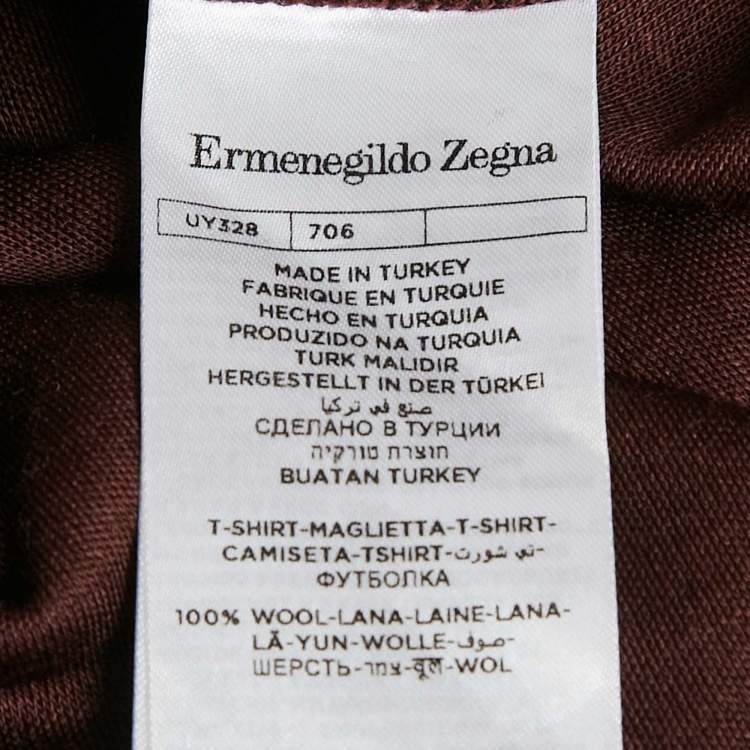 Pre Owned Ermenegildo Zegna Brown Jersey Raglan Sleeve T-Shirt L