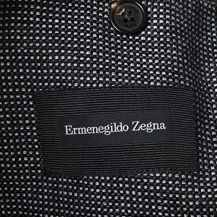 Pre Owned Ermenegildo Zegna Black Patterned Silk Single Breasted Blazer XL