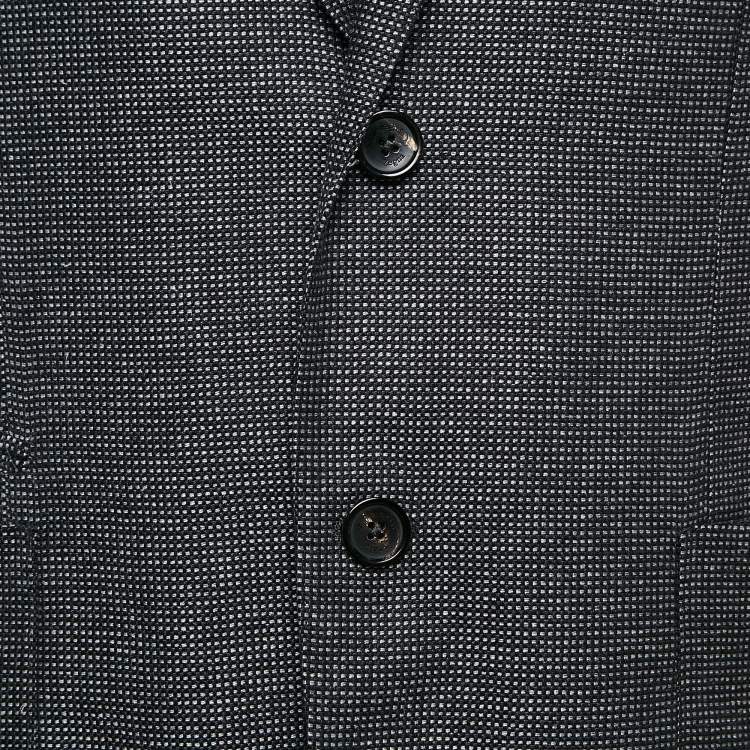 Pre Owned Ermenegildo Zegna Black Patterned Silk Single Breasted Blazer XL