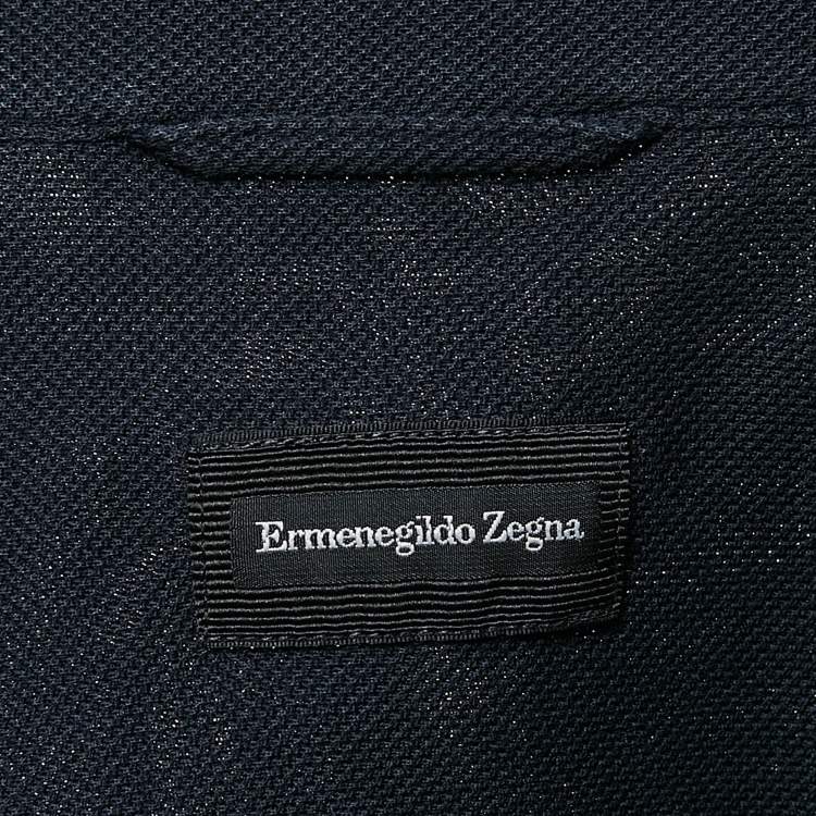 Pre Owned Ermenegildo Zegna Navy Blue Cotton Pique Button Front Shirt XXL