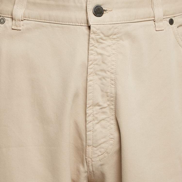 Pre Owned Ermenegildo Zegna Cream Cotton Drill Regular Fit Trousers 4XL