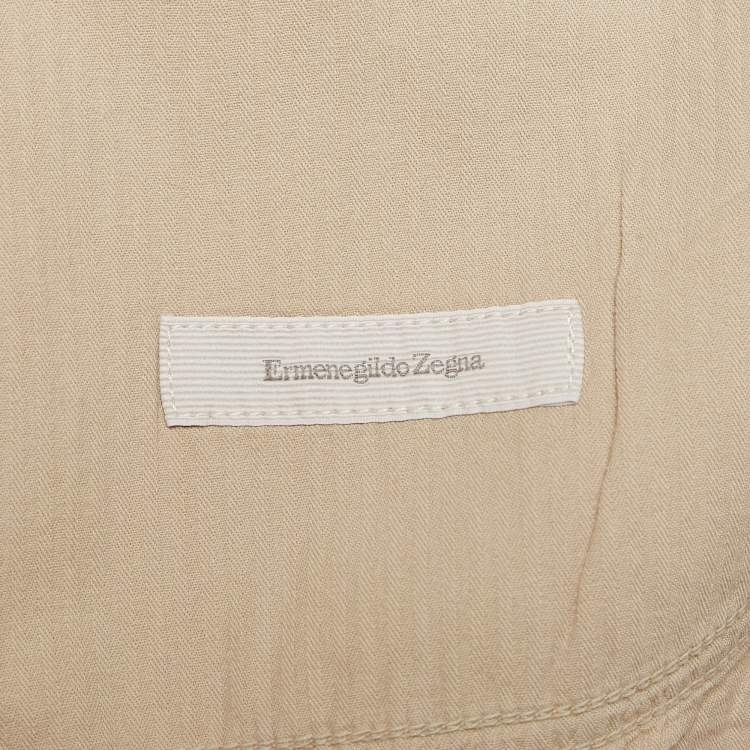 Pre Owned Ermenegildo Zegna Cream Cotton Drill Regular Fit Trousers 4XL