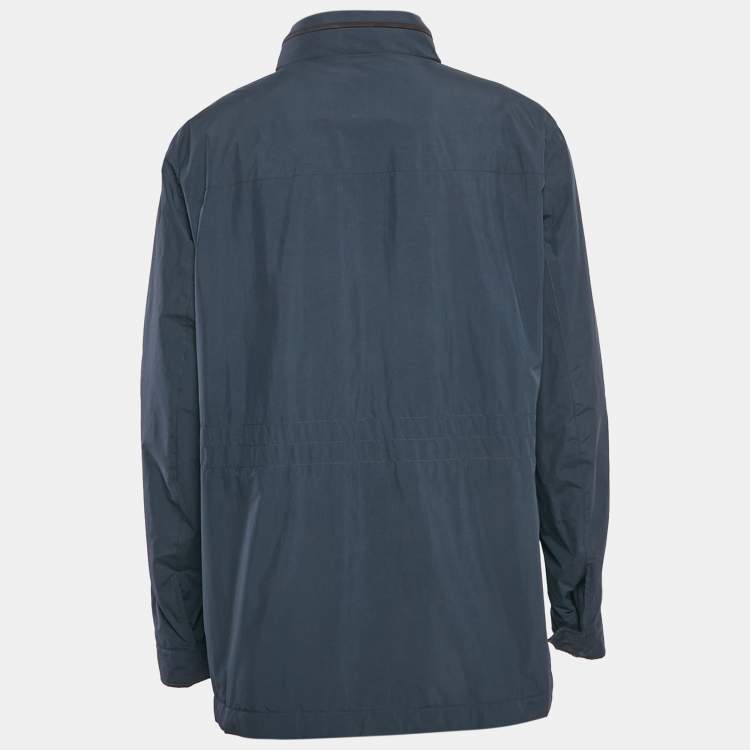 Pre Owned Ermenegildo Zegna Navy Blue Nylon Stratos Field Jacket 4XL