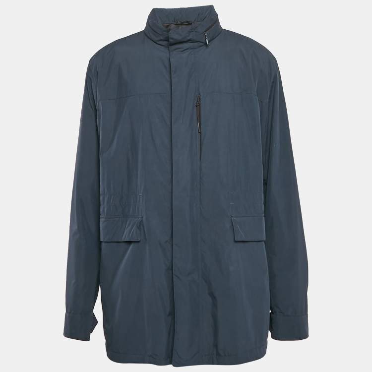 Pre Owned Ermenegildo Zegna Navy Blue Nylon Stratos Field Jacket 4XL