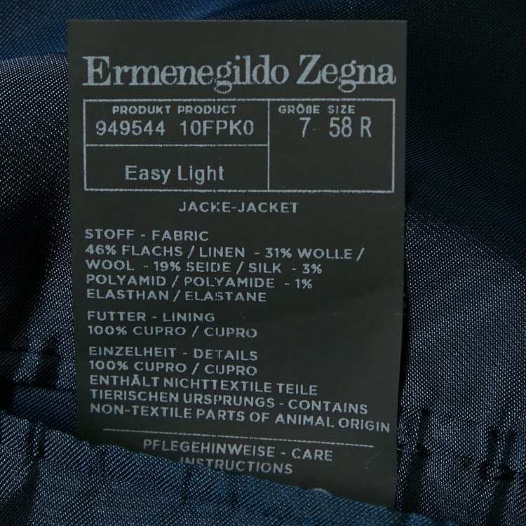 Pre Owned Ermenegildo Zegna Blue Linen Blend Single Breasted Blazer 4XL