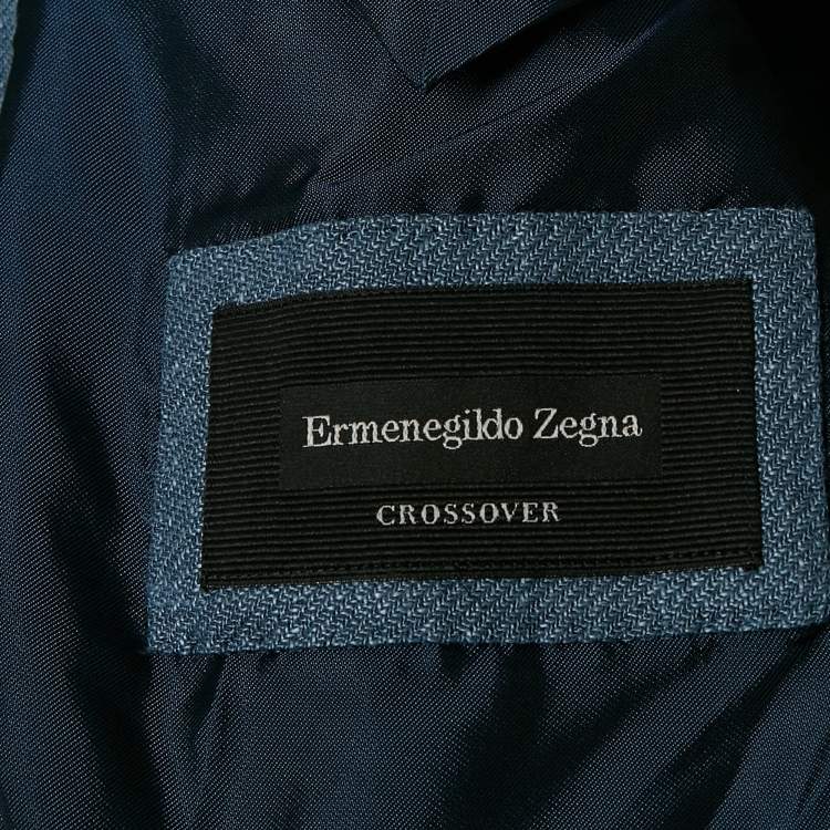 Pre Owned Ermenegildo Zegna Blue Linen Blend Single Breasted Blazer 4XL
