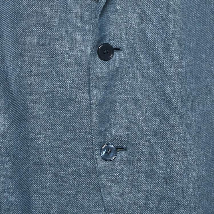 Pre Owned Ermenegildo Zegna Blue Linen Blend Single Breasted Blazer 4XL