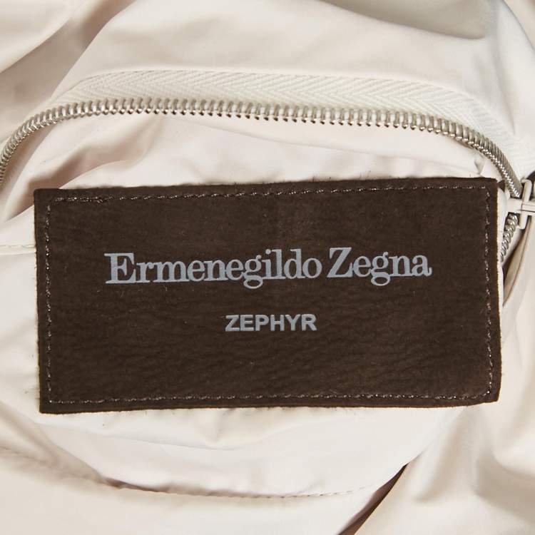 Pre Owned Ermenegildo Zegna Blue/Beige Nylon Zip-Up Reversible Jacket L