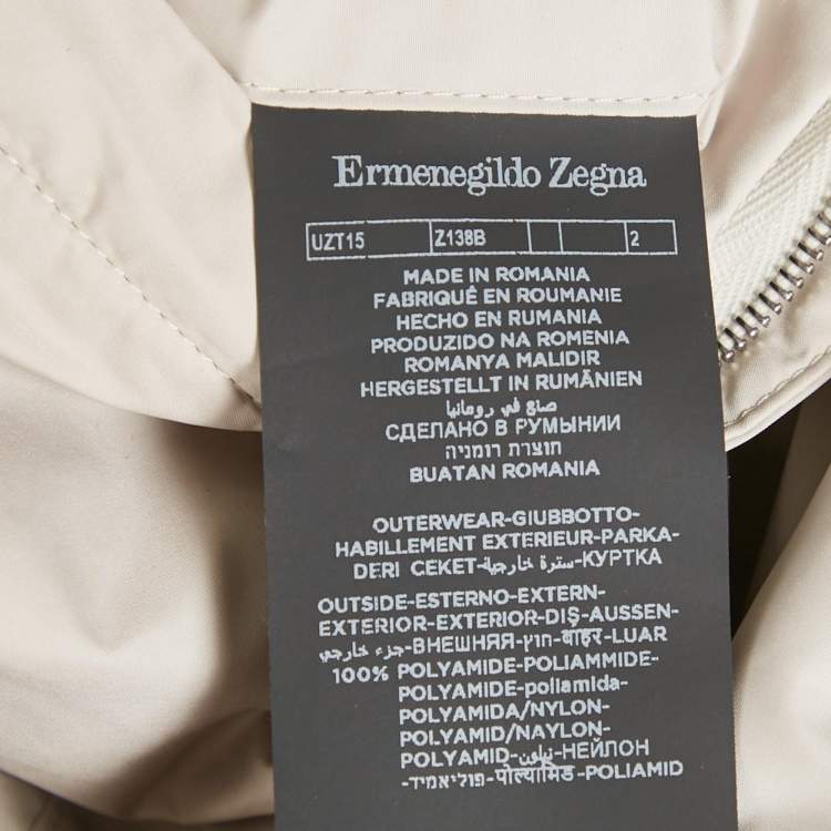 Pre Owned Ermenegildo Zegna Blue/Beige Nylon Zip-Up Reversible Jacket L