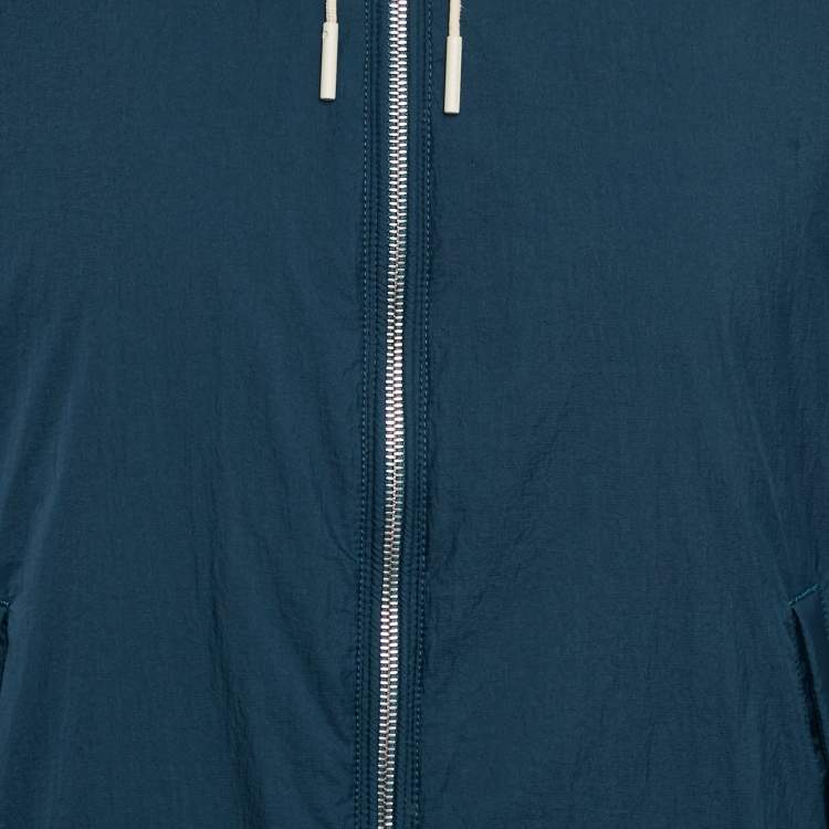Pre Owned Ermenegildo Zegna Blue/Beige Nylon Zip-Up Reversible Jacket L