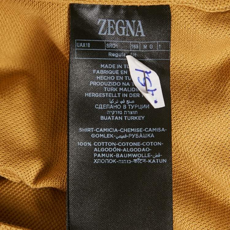 Pre Owned Zegna Chrome Yellow Jersey Long Sleeve Shirt M