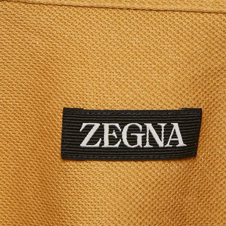 Pre Owned Zegna Chrome Yellow Jersey Long Sleeve Shirt M