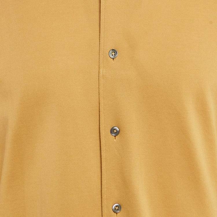 Pre Owned Zegna Chrome Yellow Jersey Long Sleeve Shirt M