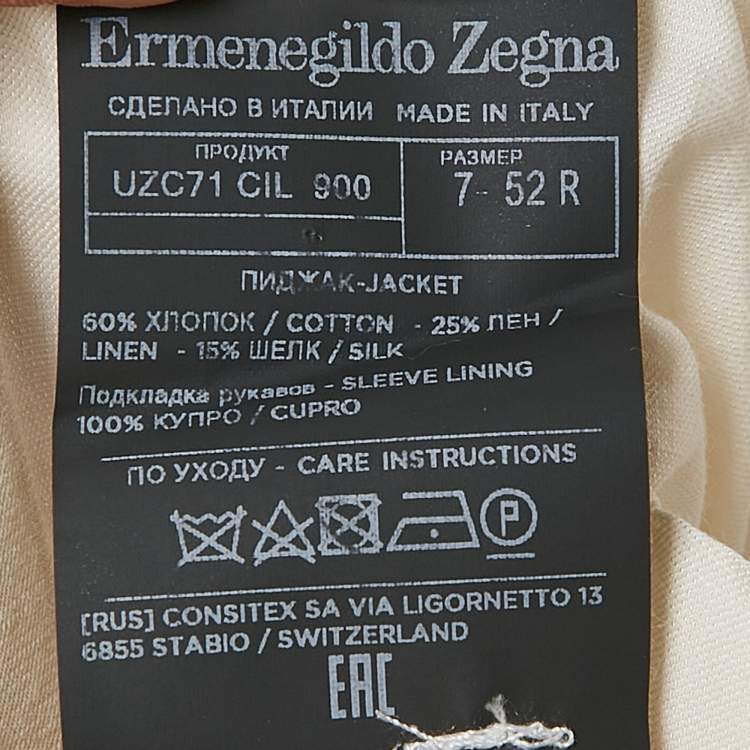 Pre Owned Ermenegildo Zegna Off-White Cotton Blend Single Breasted Blazer XL