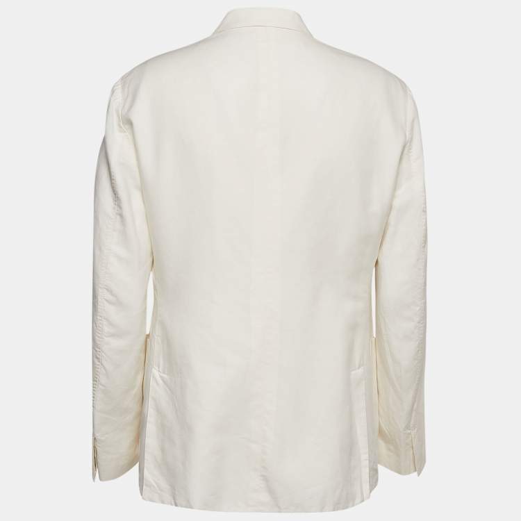 Pre Owned Ermenegildo Zegna Off-White Cotton Blend Single Breasted Blazer XL