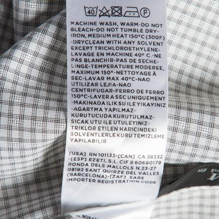 Pre Owned Ermenegildo Zegna White Check Pattern Cotton Tailored Fit Shirt M
