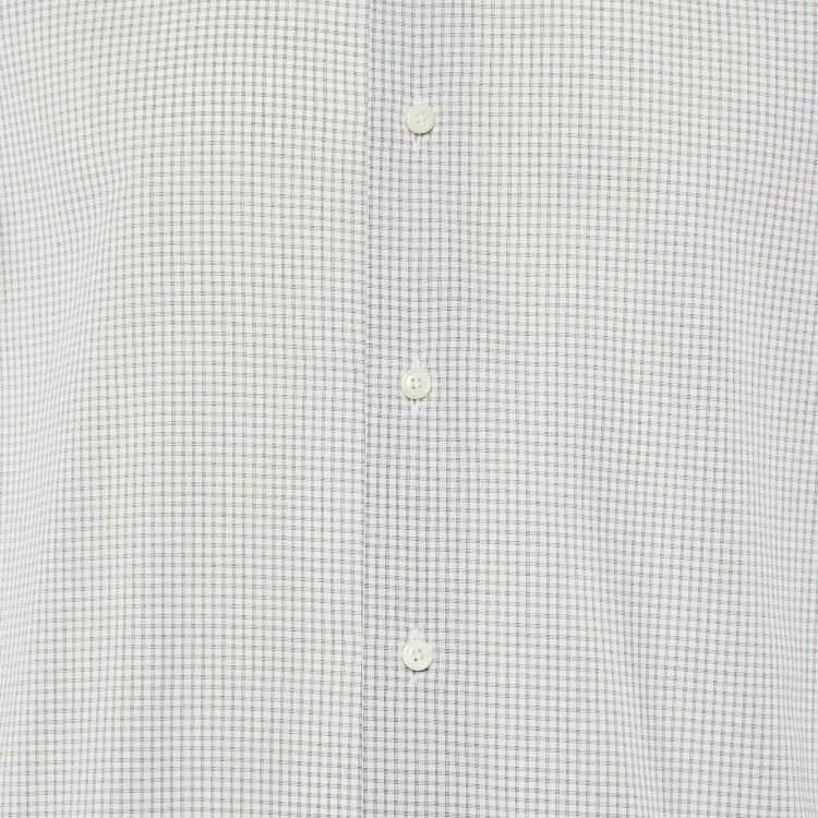 Pre Owned Ermenegildo Zegna White Check Pattern Cotton Tailored Fit Shirt M