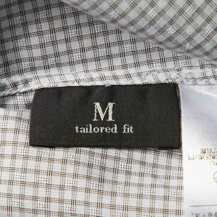 Pre Owned Ermenegildo Zegna White Check Pattern Cotton Tailored Fit Shirt M
