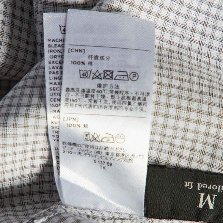 Pre Owned Ermenegildo Zegna White Check Pattern Cotton Tailored Fit Shirt M