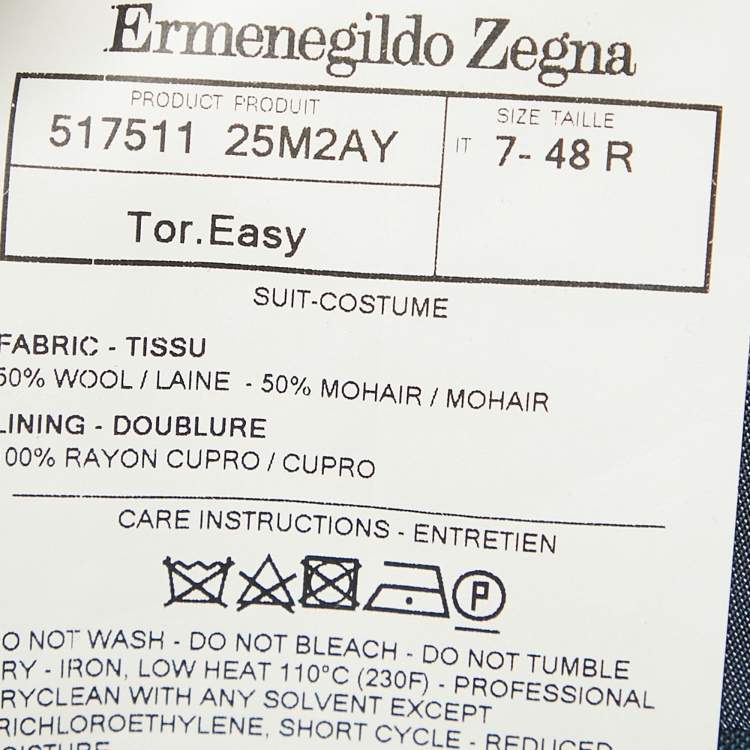 Pre Owned Ermenegildo Zegna Blue Wool Pants Suit M