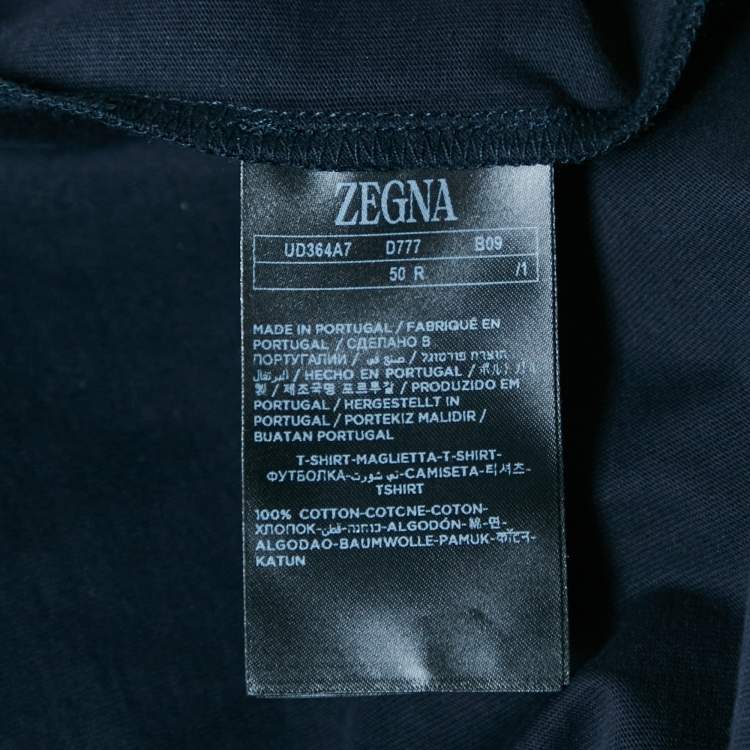 Pre Owned Ermenegildo Zegna Navy Cotton Jersey Crew Neck T-Shirt L
