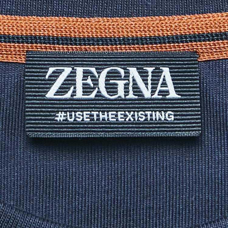 Pre Owned Ermenegildo Zegna Navy Cotton Jersey Crew Neck T-Shirt L