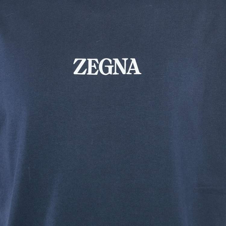Pre Owned Ermenegildo Zegna Navy Cotton Jersey Crew Neck T-Shirt L