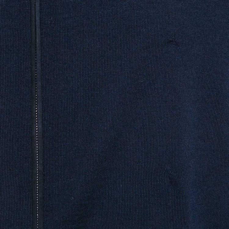Pre Owned Ermenegildo Zegna Navy Blue Wool Zip-Up Cardigan L