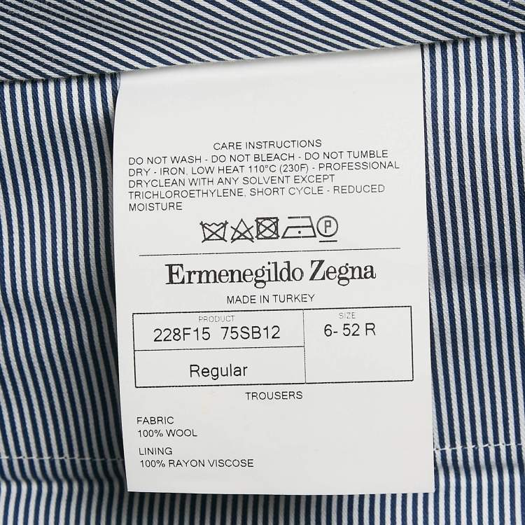 Pre Owned Ermenegildo Zegna Navy Blue Wool Formal Trousers XL
