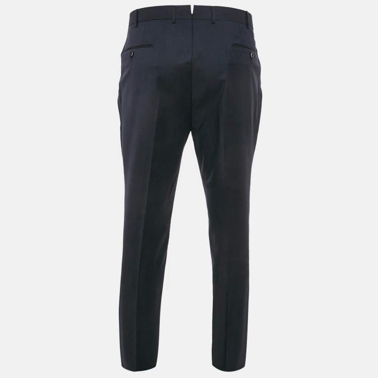 Pre Owned Ermenegildo Zegna Navy Blue Wool Formal Trousers XL