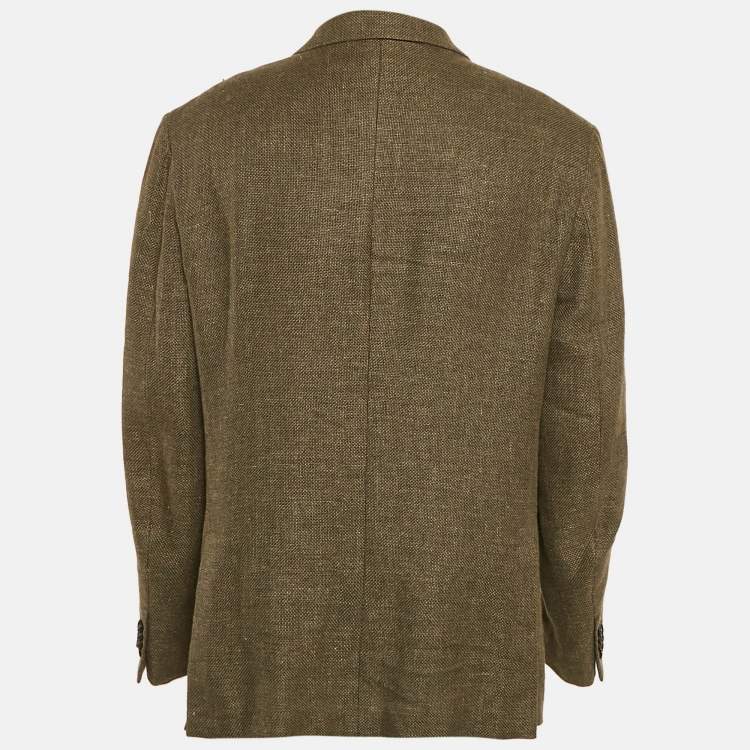 مملوكة مسبقًا Ermenegildo Zegna Green Wool Blend Single Breasted Blazer XXXL